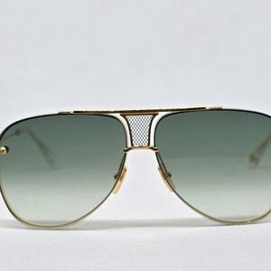DITA Gold Aviator Sunglasses with Green Lenses
